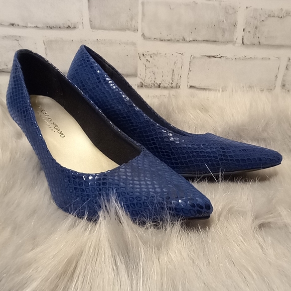 Christian Siriano Shoes - Blue snakeskin heels